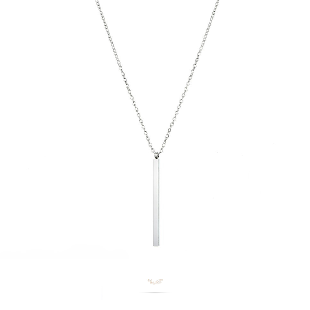 Collier pendentif barre verticale silencieuse