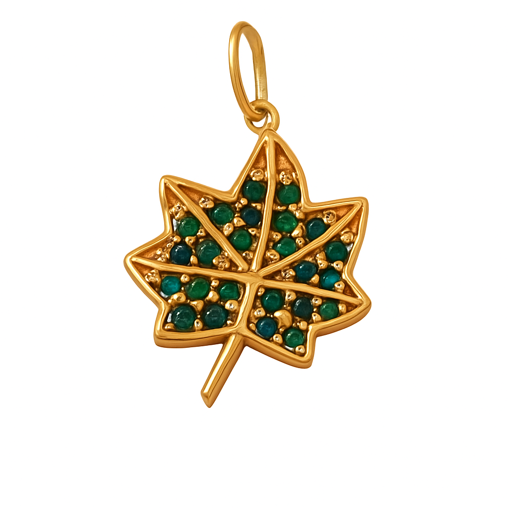 Green Golden Leaf Charm