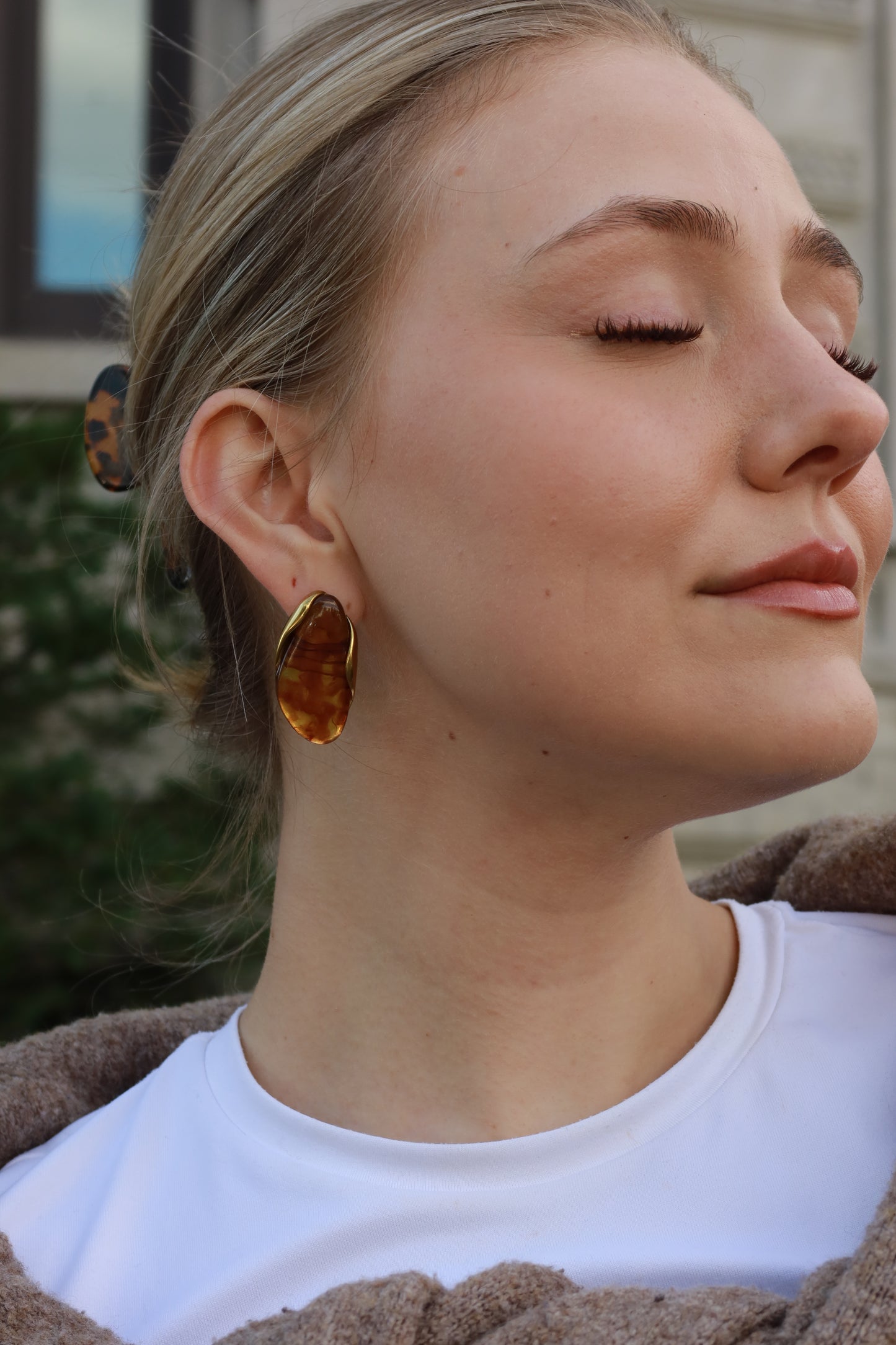 Jade Leaf Stud Earrings