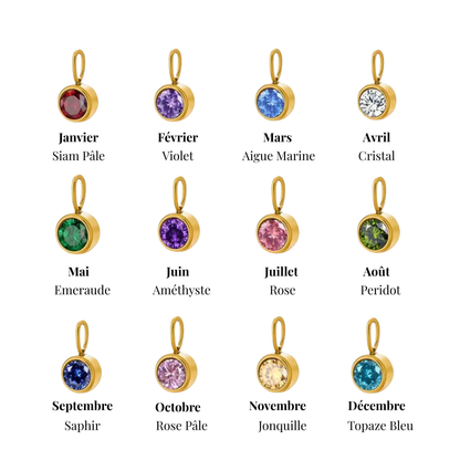 Collier avec pierre de naissance Celestia