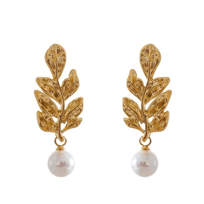 Leaf Pearl Earrings
