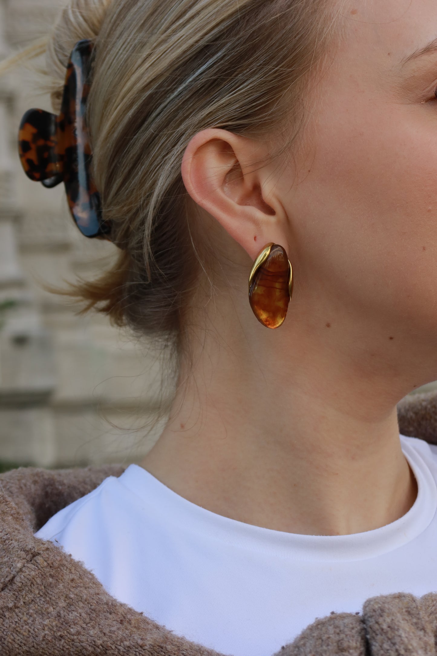 Jade Leaf Stud Earrings