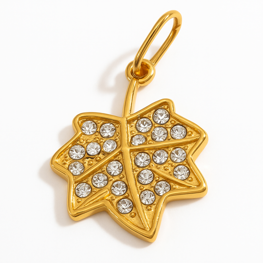 White Golden Leaf Charm